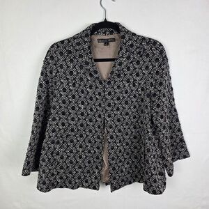 Lafayette 148‎ Sz 4 Black White Mod Fly-Away Chic Blazer Jacket Gossip Girl